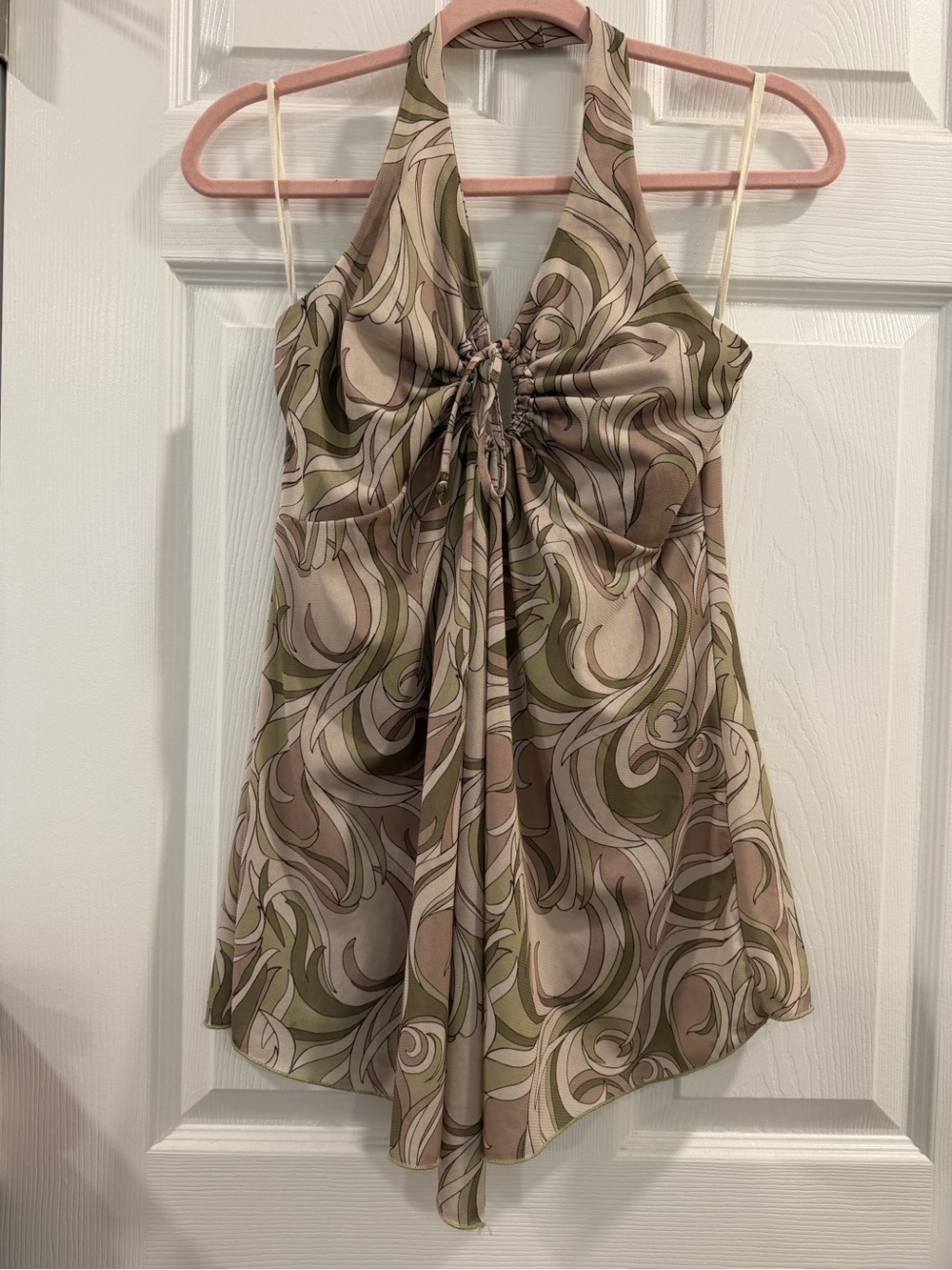Women’s Keyhole Halter Top in Olive and Taupe